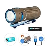 Olight S1R II Desert Tan 1000 Lumen Compact Rechargeable EDC Flashlight with Single RCR123A Battery, Magnetic Charging Cable and Olight Patch (Limited Edition)