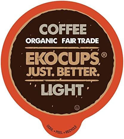 EKOCUPSOrganic Coffee Pods, Light Roast Single Serve Coffee for Keurig K Cups Machines, Fair Trade in Recyclable Pods, 40 Count