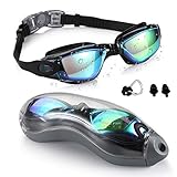 FMU Swim Goggles, No Leaking Anti Fog UV Indoor Outdoor Swimming Goggles with Nose Clip Ear Plugs and Free Protection Case for Adult Men Women Youth Kids