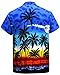 LA LEELA Mens Hawaiian Shirts Short Sleeve Button Down Shirt Men's Vacation Shirts Beach Casual Tropical Shirts for Men Funny 3XL Palm Tree, Blue