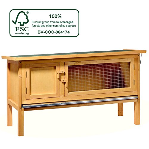 B&P Natural Wooden Large Rabbit Hutch Bunny Cage FSC authentication