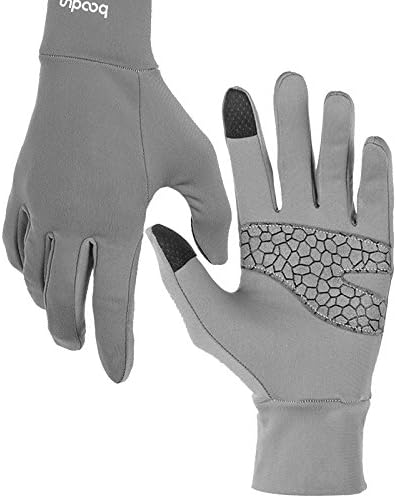 OOKOO Light Sports Gloves, Slim Sports Gloves for Women and Men with Touchscreen Function and Anti-slip Function Running Gloves WARM UP Running Gloves Unisex Jogging Gloves - Gray - S/M