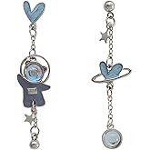 Planet Earrings for Women Creative Handmade Cartoon Rocket Space Ship Astronauts Moon Saturn Dangle Drop Earrings Space Lover Gift Sci-Fi Jewelry