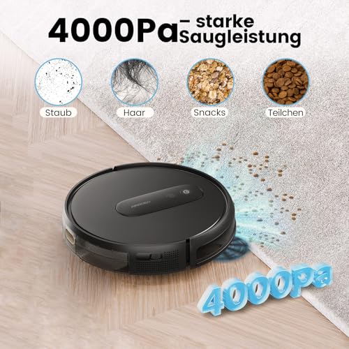 FIXR P25 Robot Vacuum Cleaner, Robot Vacuum Cleaner with 4000 Pa Suction Power, Robot Vacuum Cleaner with Charging Station, Robot Vacuum Cleaner without Wiping Function for Carpet, Pet Hair, Hard