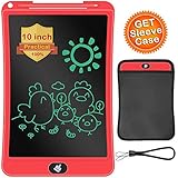 LCD Writing Tablet with Sleeve Case, ERUW 10 Inch Electronic Graphics Drawing Pads, Drawing Board eWriter, Digital Handwriting Doodle Pad with Memory Lock for Kids Home School Office,Red