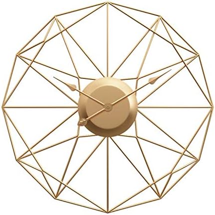 MYLEDI Retro Circular Wall Clock, Creative Household Polygon Star Pattern Iron Hanging Mute Clocks Roman Numerals (52 x 51.5 x 5 CM, Golden)