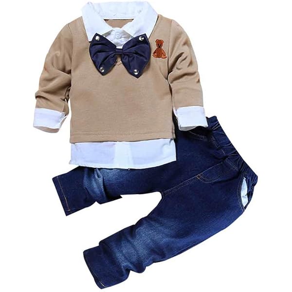 Autumn Baby Boys Long Sleeve Cotton Plaid Bodysuit Trousers Set Fashion Infant J