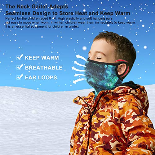Kids Neck Gaiters Bandanas Face Covering Scarfs Battle Anti Dust Mouth Balaclavas Headband Autumn and Winter Warm Face Scarf with ear-loops