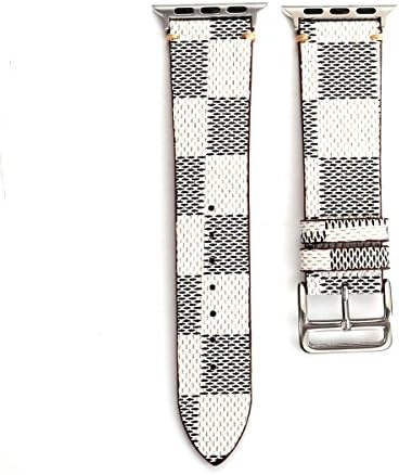 For Apple Watch 38mm Leather Band Wristwach Strap Belt for iwatch Series 3 Series 2 Series 1 Men's Watch Loop Brown Bracelet. (Plaid 3-42)