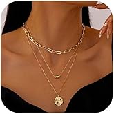 ANDKISS Layered Choker Necklaces for Women - Dainty Necklace 14k Gold Plated Choker Necklace Simple Gold Charm Jewelry For Women