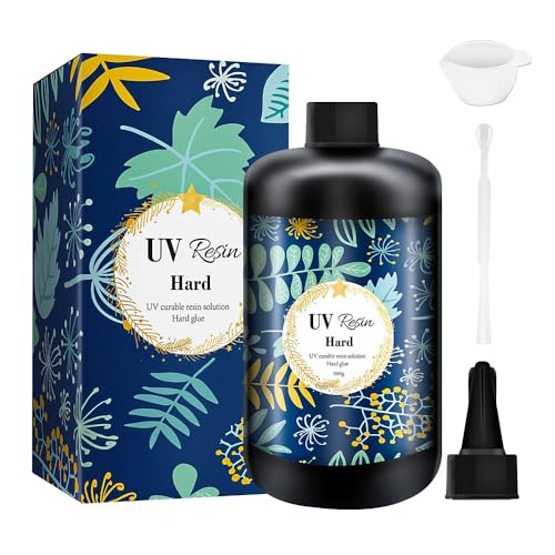 OSBANG Crystal Clear Hard UV Resin Upgraded Formula Ultraviolet Fast Curing for Jewelry Making Craft Decoration, Hard Transparent Glue Solar Cure Sunlight Activated Resin (500g)
