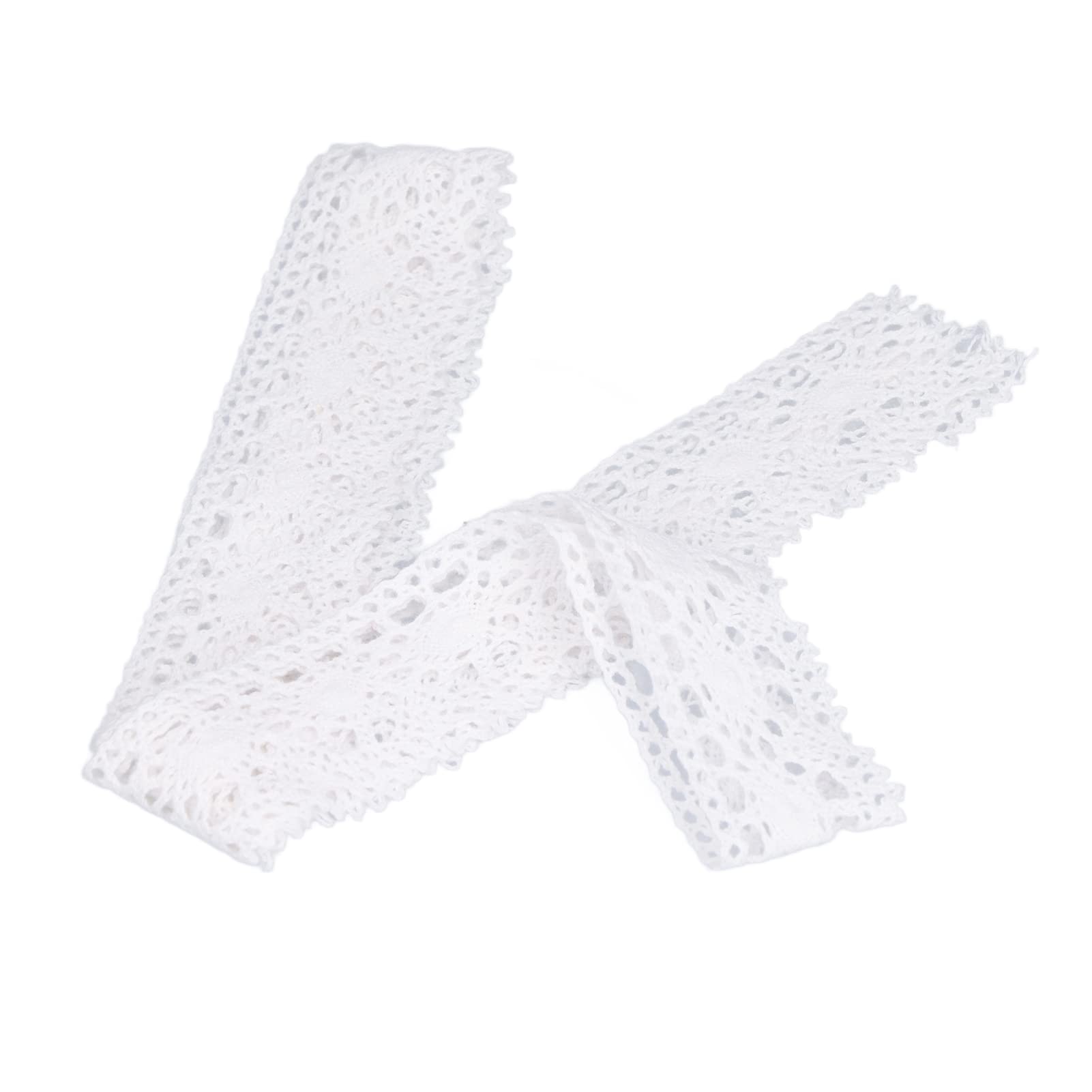 10 Yards Lace Trim, 4cm Width Fine Woven Corrugated Cotton Lace Ribbon Trimming for Sewing White Cotton Lace Trim DIY Cotton Net White Ribbon for Curtain Clothes