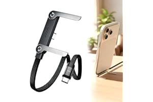 240w Braided Fast Charge Cable with Built-in Phone Stand,Invisible Holder Charger Cable,T-Shaped Foldable USB-C Cord 90 Degre