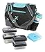 Fit & Fresh Jaxx FitPak Ares Gym/Meal Prep Bag with Leakproof Portion Control Container Set and Ice Pack, Teal