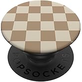 Checkered Beige Brown Checkerboard Pattern PopSockets Adhesive PopGrip