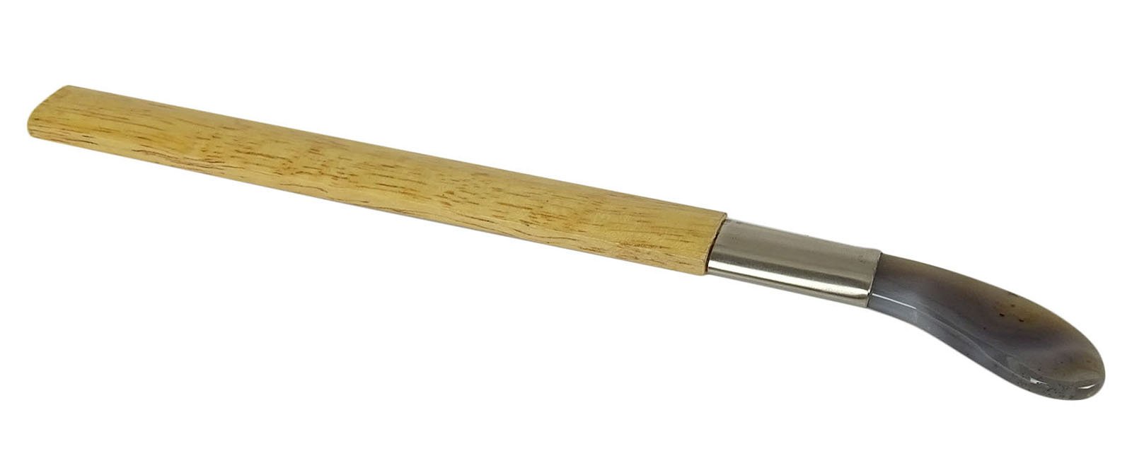 ManOnMoon Agate Burnisher Thumb Nail Type Gold Tool With Wooden Handle