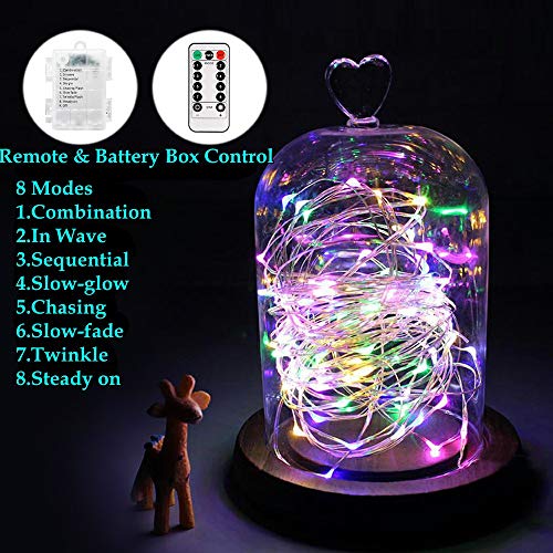 B-right Copper Wire String Lights 200 LED Waterproof Fairy String Lights with Remote, 8 Modes Battery Powered Decorative String Lights for Bedroom Garden Festivals (2 Packs)