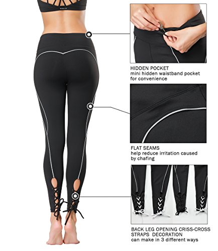 Dragon Fit Compression Yoga Pants Power Stretch Workout Leggings With High Waist Tummy Control, 10black Bandage, Large