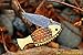 DKC Knives (12 7/18) DKC-593 Sun Fish Mouth Open Bass Trout Fishing Pocket Folding Damascus Hunting Knife Brass & Bone Folded 9.5oz 4.5