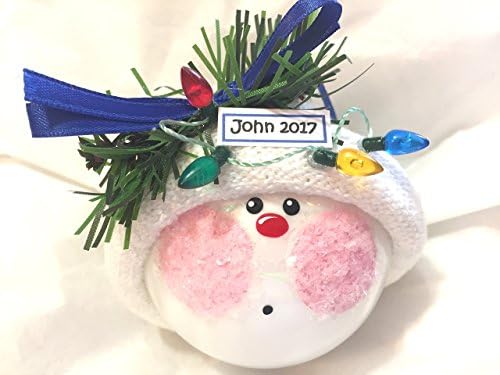 Christmas Ornament String of Christmas Lights Royal Blue Ribbon Hand Painted Handmade Personalized and Themed by Townsend Custom Gifts