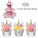 Coco & Ella Unicorn Party Cupcake Toppers Wrappers - Birthday Baby Shower Party Cake Decorations 24 Pcs Set + 3 Tier Cupcake Dessert Tower Stand