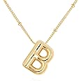 DIOWUS Bubble Letter Necklace For Women,Dainty Balloon Initial Necklaces 18k Gold Plated Chain Pendant Alphabet Necklaces For Girlfriend Charm Simple Gift Jewelry