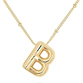 Bubble Letter Necklace for Women, 14K Gold Plated Balloon Letter Necklace Dainty Bubble Initial Alphabet Pendant Name Personalized Necklaces