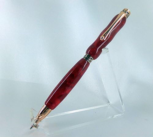 Hand Crafted Chic-Slim -Line Twist Pen w/Rose Gold Hardware and Flamingo Red Acrylic