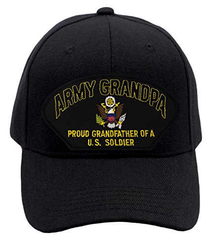 Army Grandpa - Proud Grandfather Of a US Soldier Hat/Ballcap (Black) Adjustable One Size Fits Most