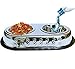 Mr. Peanut's Premium Double Dish Chrome Embossed Stainless Steel Pet Bowl, Rust Proof with Non-Skid Natural Rubber Base, Beautiful Design & Quality Materials