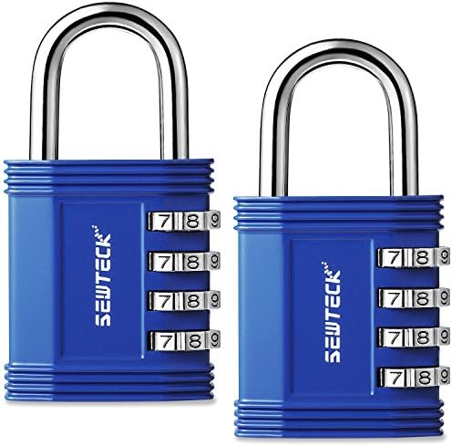 SEWTL Combination Lock Gym Combo locker lock 4 Digit Padlock for School and Sports Toolbox Case Hasp Storage(Blue) 2 Pack