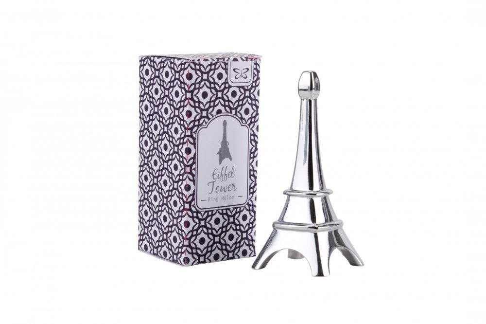 CGB Giftware | Eiffel Tower Silver Finish Ring Holder, Jewellery Organiser and Stand in Gift Box | HD320