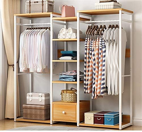 ポールハンガー ハンガーラック コートハンガー 服ストレージハンギング多機能ベッドルームは木製棚とワードローブ収納ラック 収納 大容量 洋服掛け 色 黄 Size 138x30x140cm Graffikgallery Com