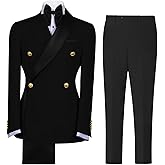 CYANDUSTY Men's 2 Piece Slim Fit Suit Double Breasted Tuxedo for Men Formal Business Wedding Prom