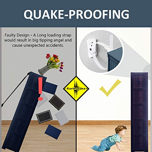 6 Sets Furniture Straps Baby Proofing Wall Anchors, Anti Tip Furniture Kit Wall Straps Anchor Furniture to Wall Keeping Baby Pet Safety from Falling Furniture, Adjustable Nylon Earthquake Straps