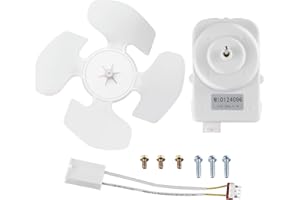 W10124096 Refrigerator Condenser Fan Motor by Blutoget - Fit for Whirlpool Refrigerator Fan Motor - EAP1957416 AP4318657 PS1957416 W10124096VP W10130108 -Contains Blade, Wiring Harness,Hardware