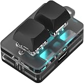 LICAEVEY USB 2-Key Mini Keypad, Support Programming Macro and Software Blue Switch Custom Keyboard with RGB Light, Support Bluetooth and USB C Connection