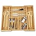 Ybj-ake Expandable Cutlery Tray & Utensils Drawer Organizer for Silverware, Flatware Organizer with 5 Compartments & Kitchen Drawer Storage with Bamboo