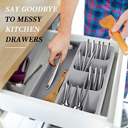 Faridabio Silverware Organizer Storage Tray,Cutlery Expandable Organizer for Kitchen Drawer