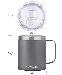 SUNWILL 14 oz Coffee Mug Set of 4, Insulated