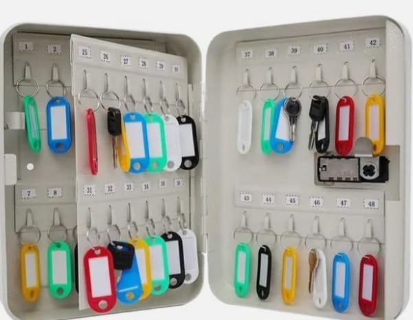 DISFRUTA VIDA disfrutavida.com Key Cabinet with 48 Hooks Combination Lock, Wall Mount Key Storage Box