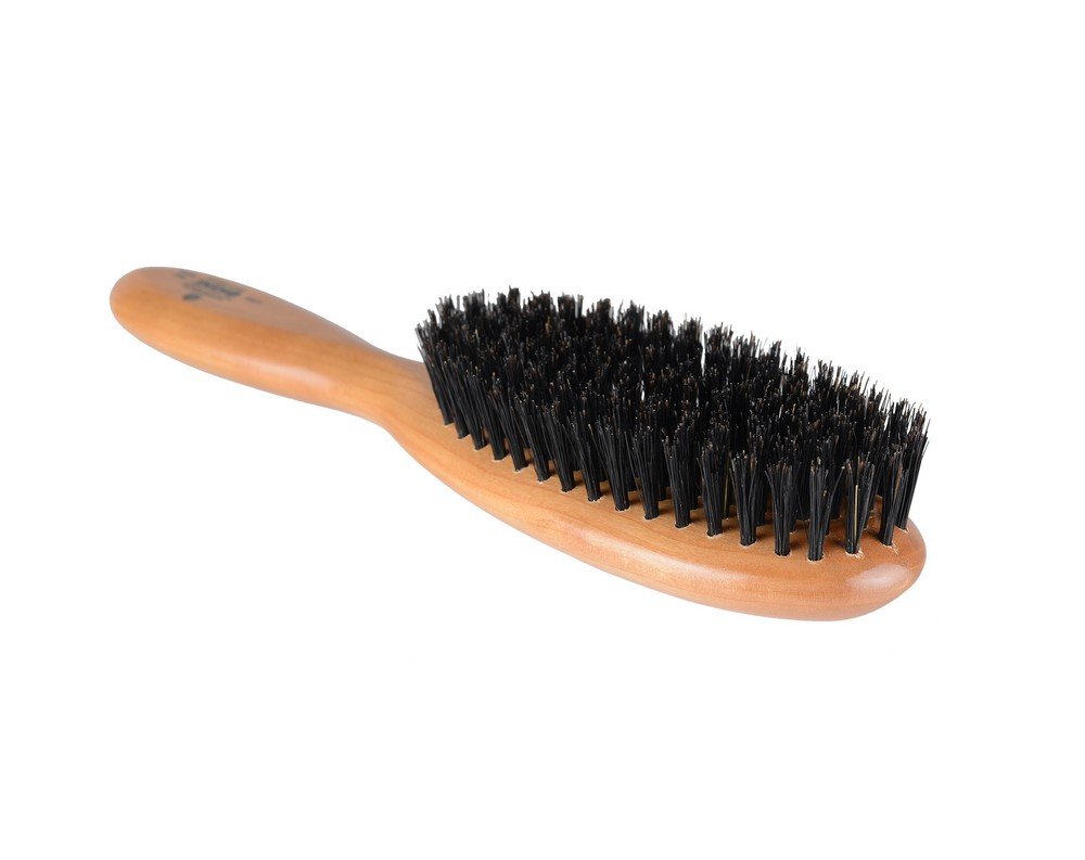 Kent Brushes Finest Oval Cherry Wood Black Bristle Brush for Ladies