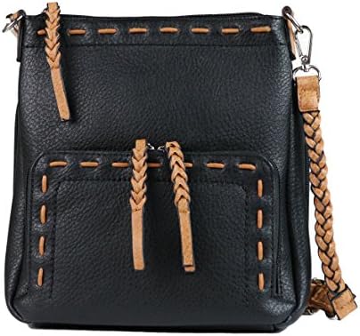 Concealed Carry Purse - YKK Locking Lorelei Braided Cross Body Organizer Gun Bag by Lady Conceal (Black with Brown Trim)