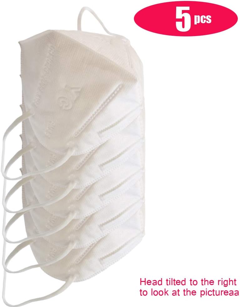 5 Pcs KN95 Face Masks,Multifunctional Protective Mask with Nose Clip,6-Layer Air Filter Safety Mask Anti Pollution Mask for Dust Protection White