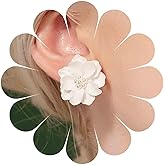 Aneneiceera Boho Acrylic Flower Stud Earrings White Enamel Flower Earrings Tiny Pearl Earrings French Camellia Earrings Jewelry for Women