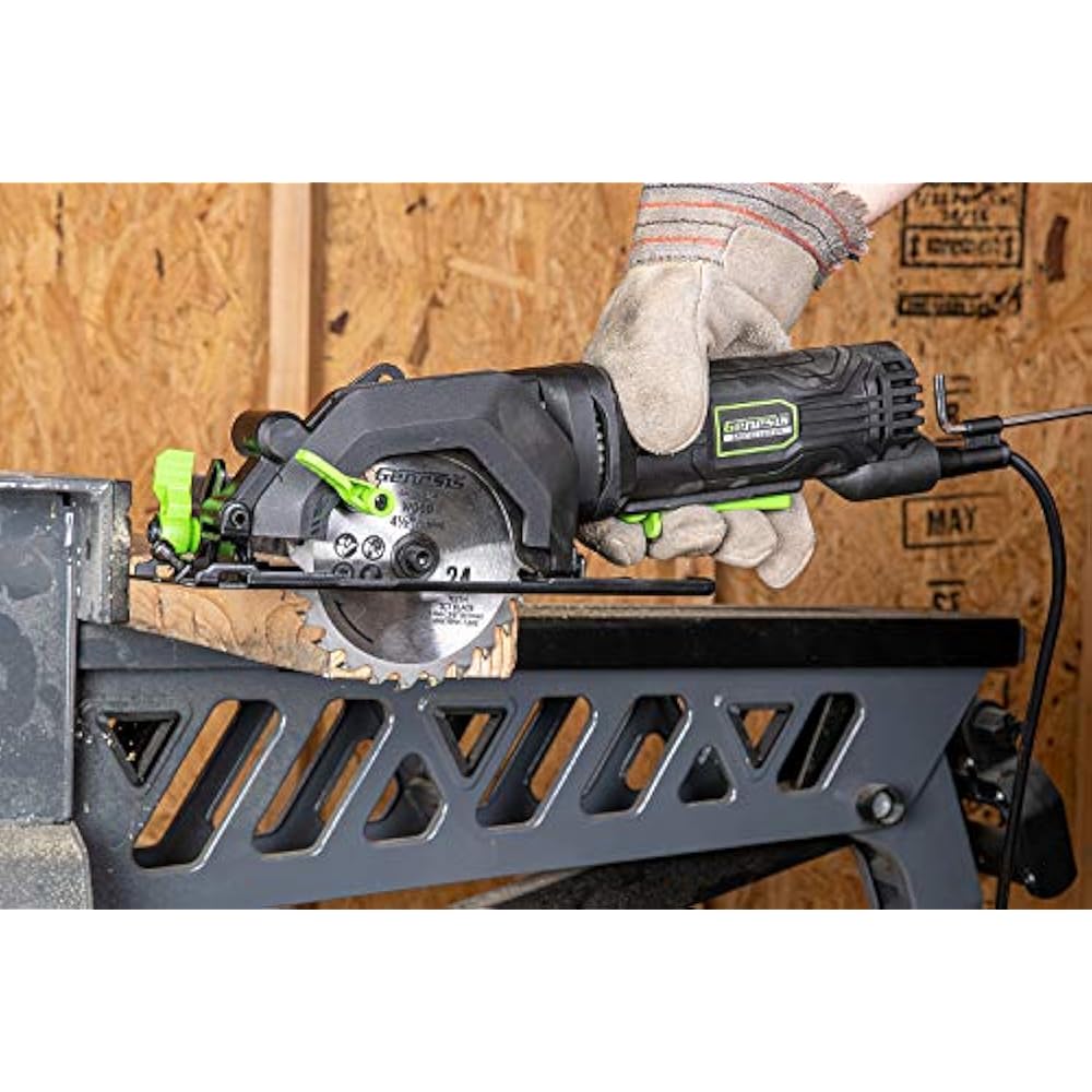 4.0 Amp 41/2 In. Compact Circular Saw 24T Blade, Rip Guide, Vacuum