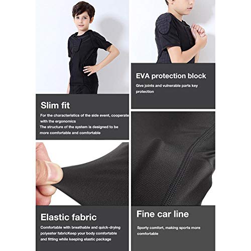 Children Impact Compression Padded Shirts Soccer Basketball Skateboarding Chest Protective Gear - 1 Suit Sports padded (Coat and Pant) - Thumbnail 7