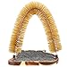 Cat Scratcher Grooming Arch Toy - Pet Cat Arch Self Groomer Massager Fur Groom Scratcher Toys Brush Controls Shedding Acacia Wood Mat Construction
