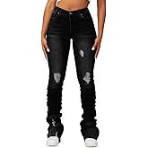 Stacked Flared Jeans for Women High Waisted Stretchy Slim Fit Skinny Bell Bottom Jeans Trendy Flare Denim Pants