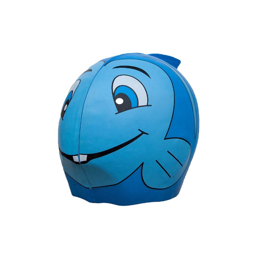 Childs Silicone Swimming Cap - Blue Fish Design - One Size